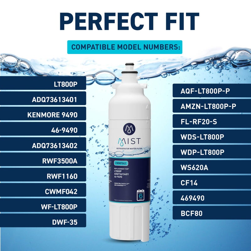 Mist ADQ73613401 Refrigerator Water Filter Replacement for LG LT800P, ADQ73613402, Kenmore 46-9490, Fridge LSXS26326S â€“ NSF 42 Certified â€“ 2 Pack - Image 3